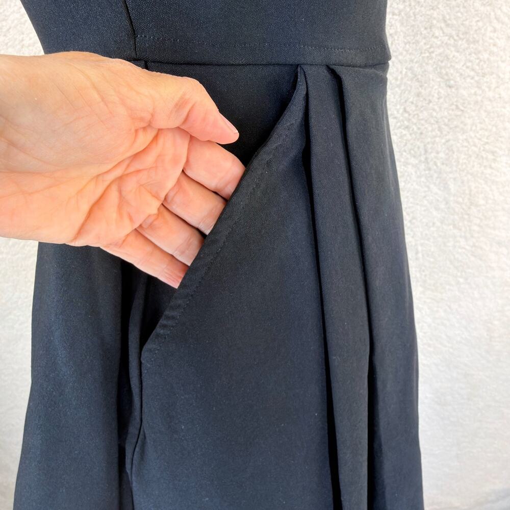 Teeze Me Black Mini Dress Spaguetti Straps Fit Flare Stretch Pockets 7/8 Junior - Picture 5 of 9
